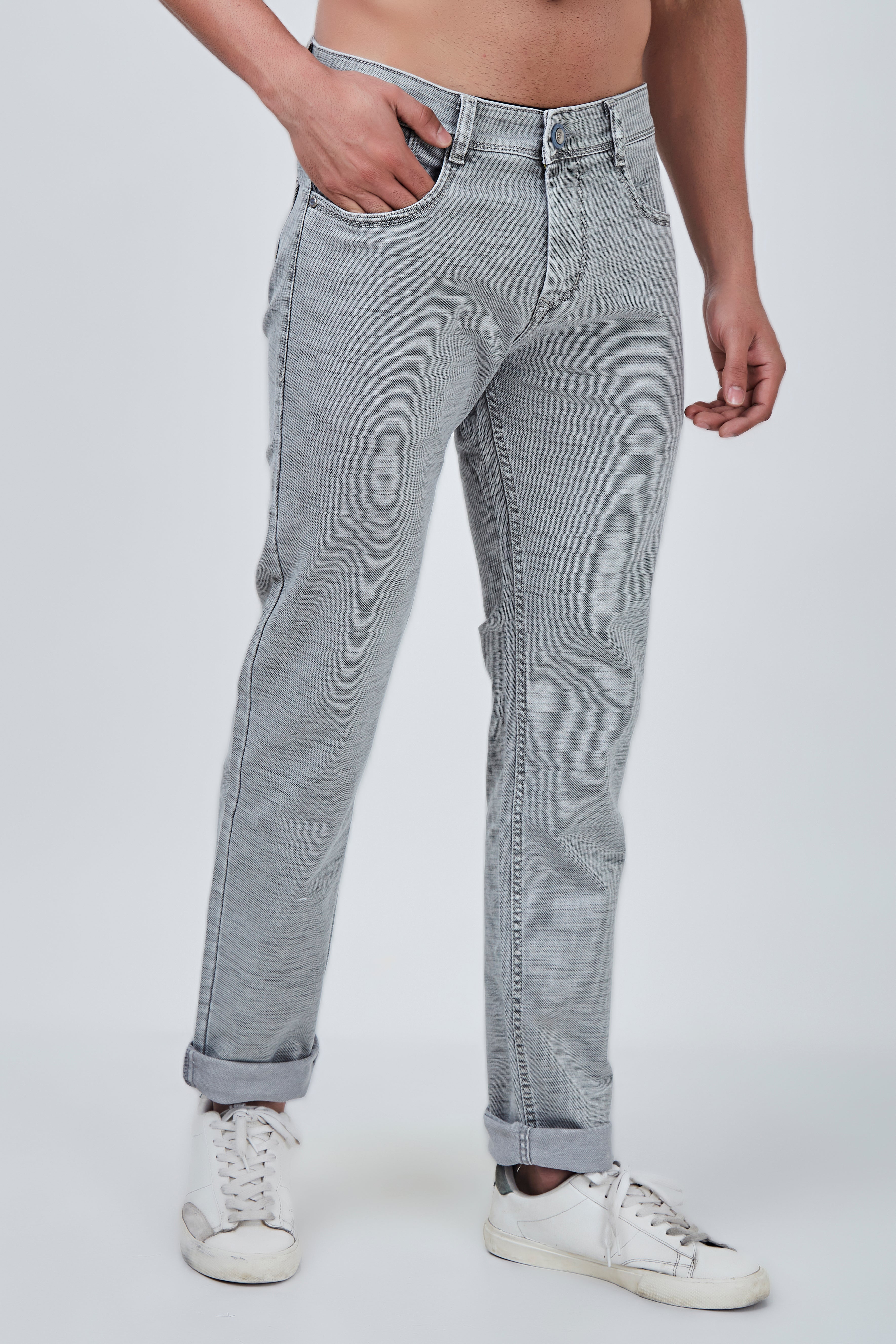 Semi Dark Olive Casual Narrow Fit Denim Jeans