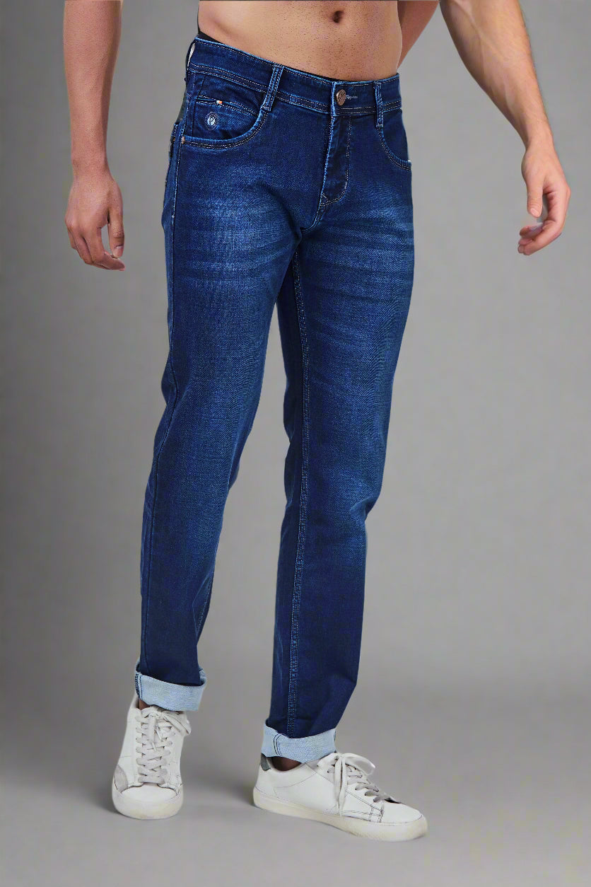 Semi Light Blue Narrow Fit Jeans with Light Shaded