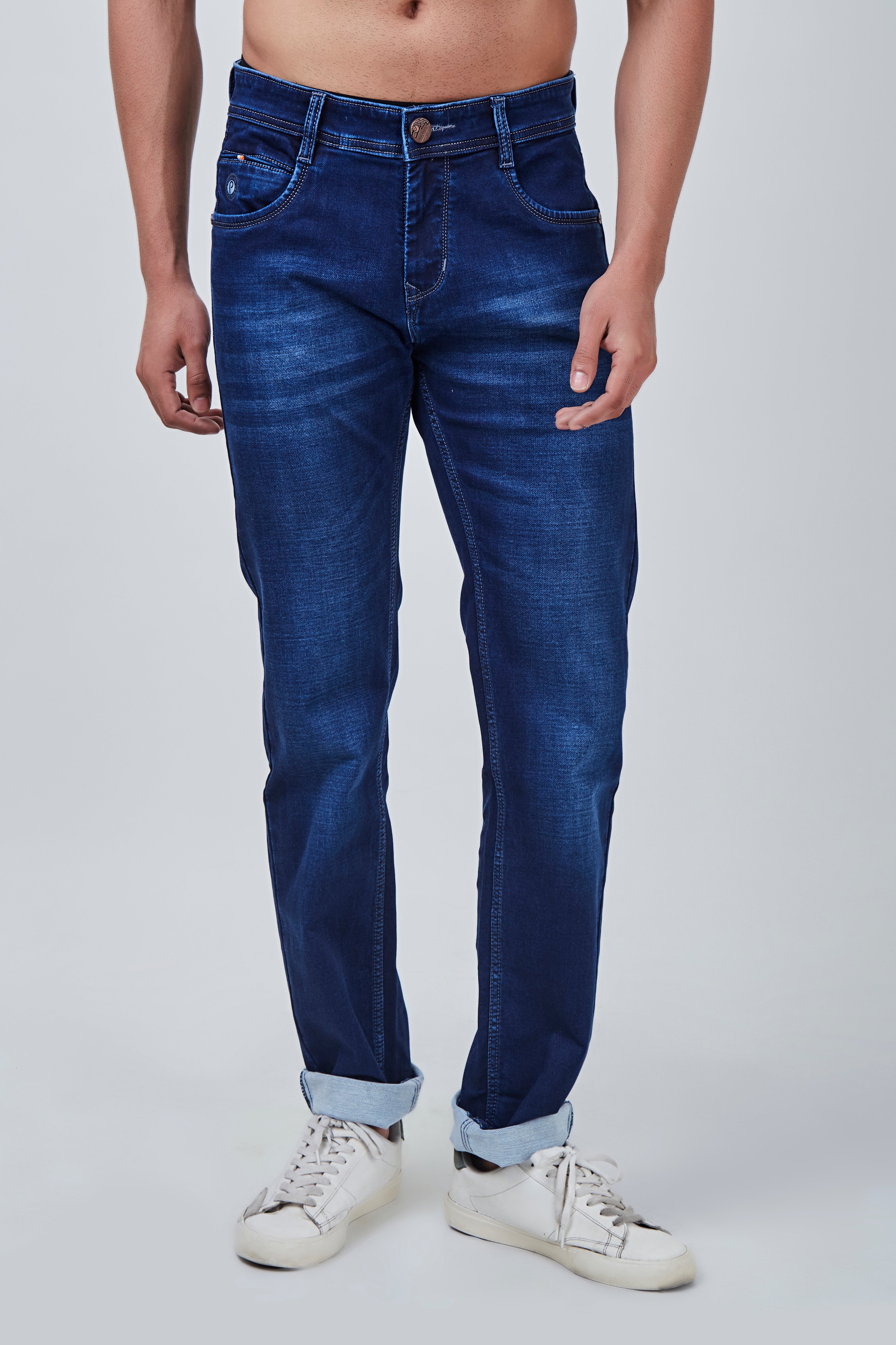 Semi Light Blue Narrow Fit Jeans with Light Shaded