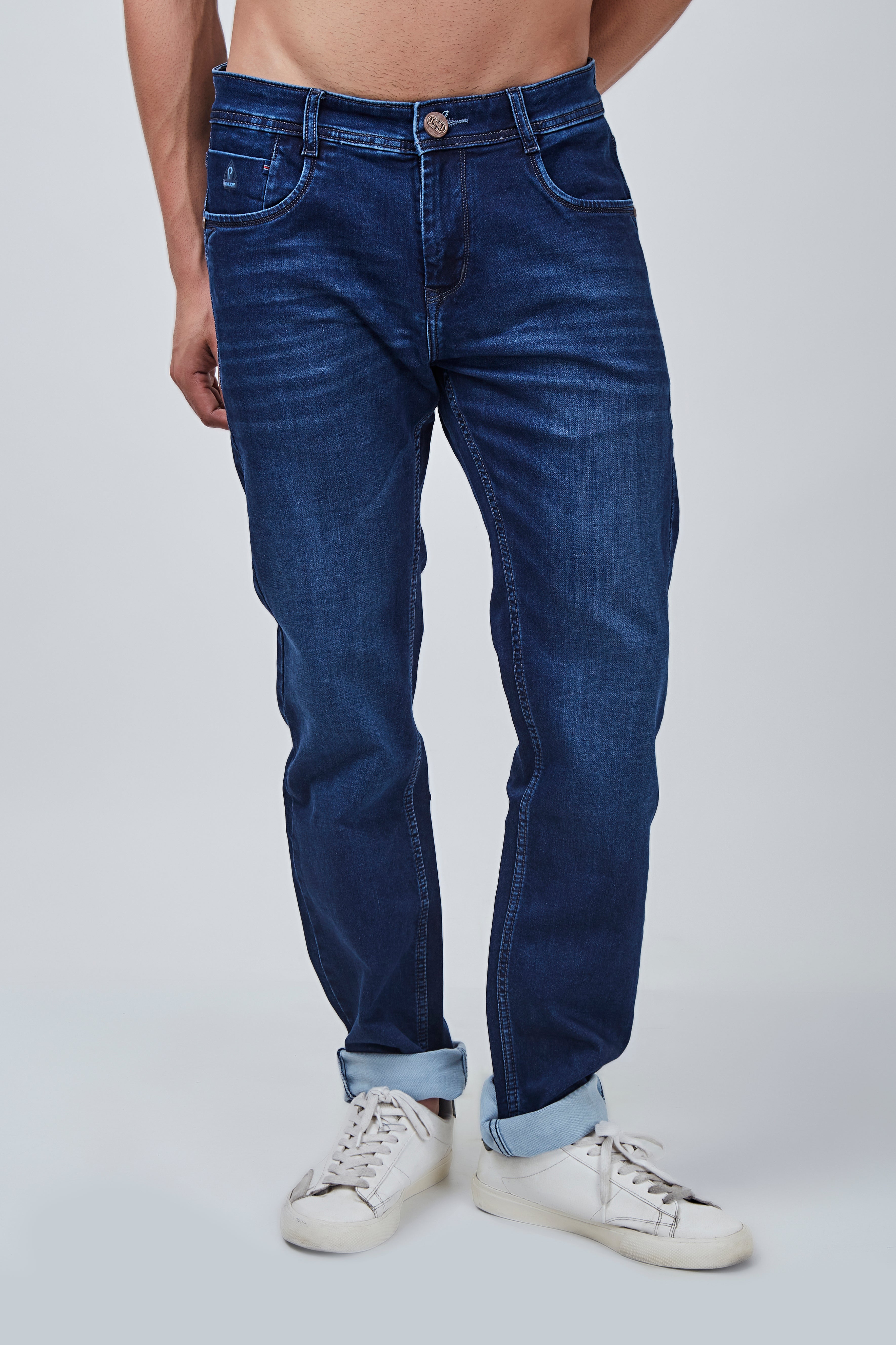 Blue Narrow Fit Jeans with Shaded
