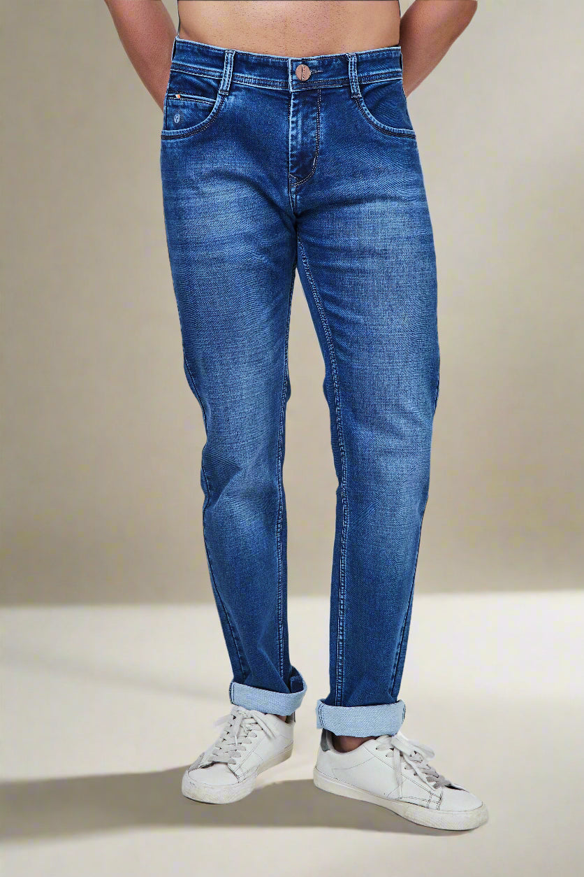 Light Blue Narrow Fit Jeans with Shaded - Main Image