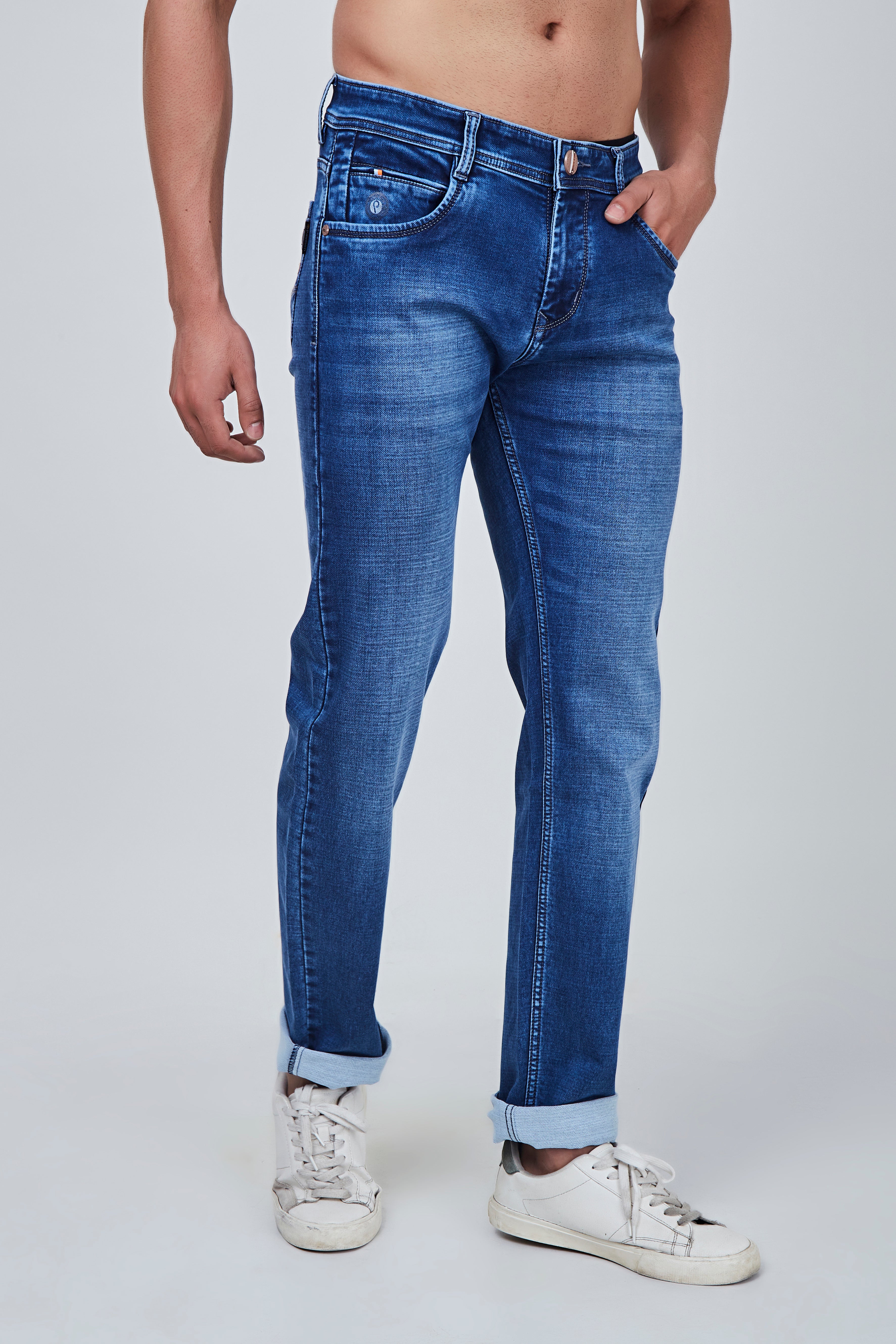 Light Blue Narrow Fit Jeans with Shaded
