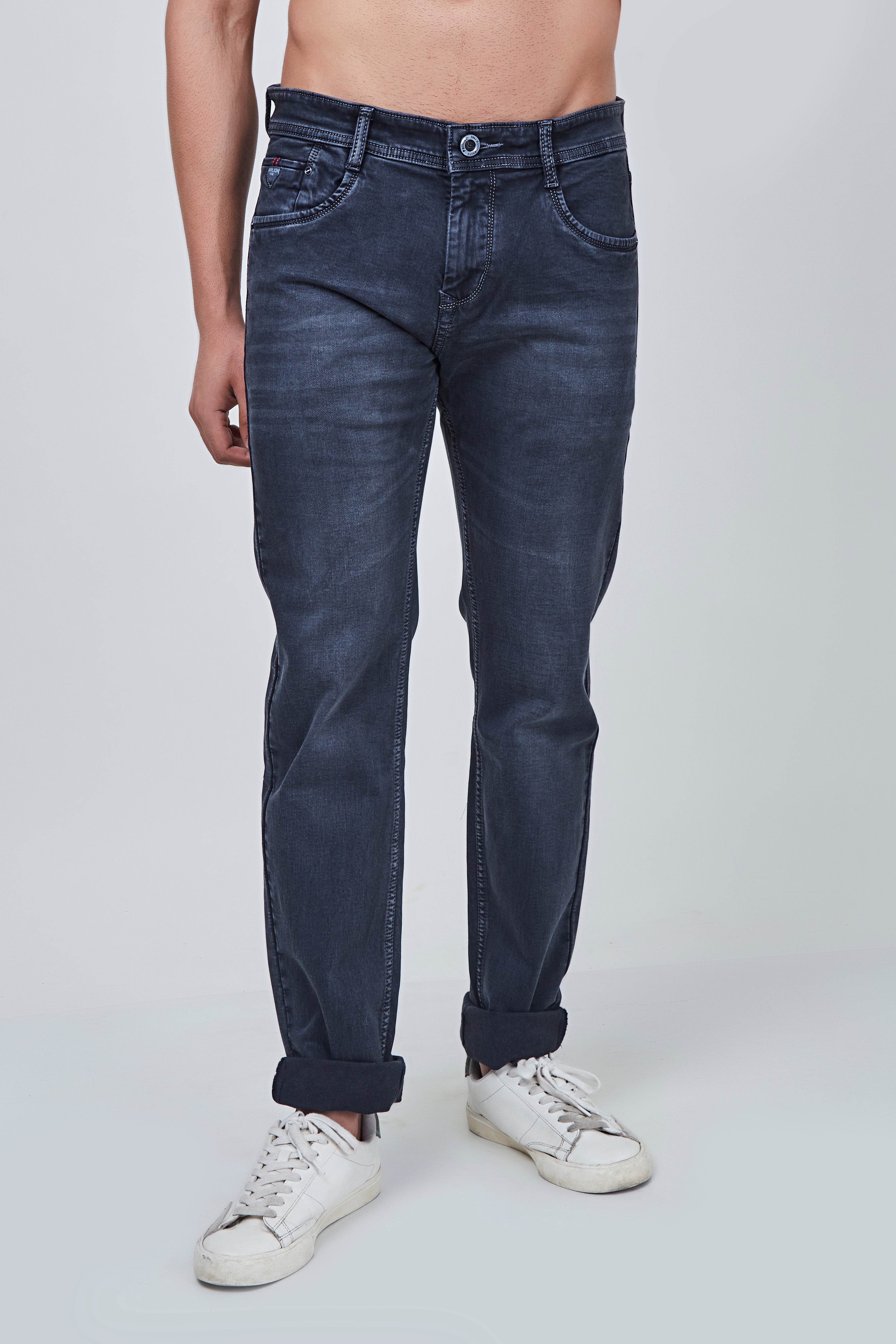 Charcoal Blue Jeans Narrow Fit