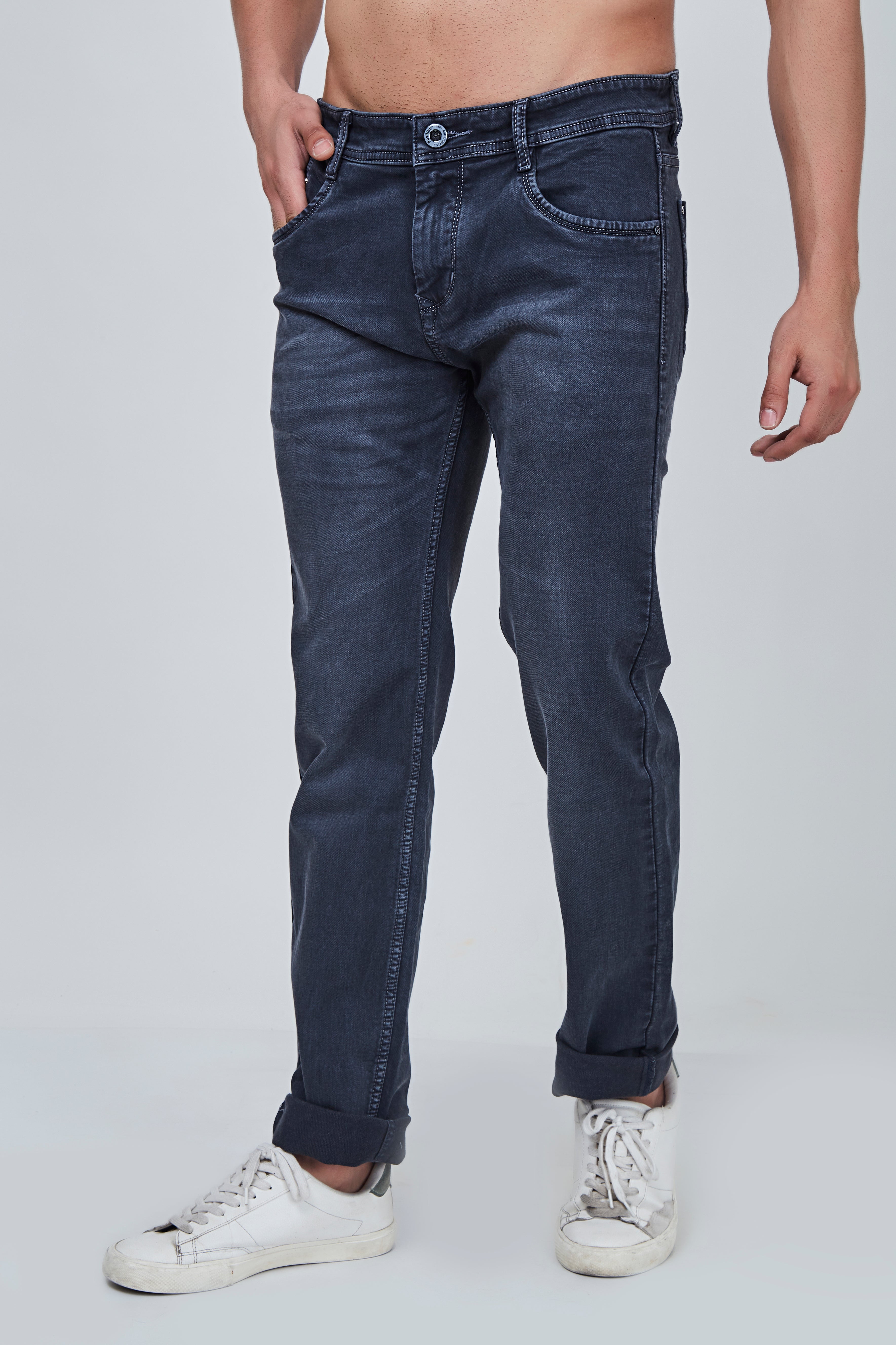 Charcoal Blue Jeans Narrow Fit