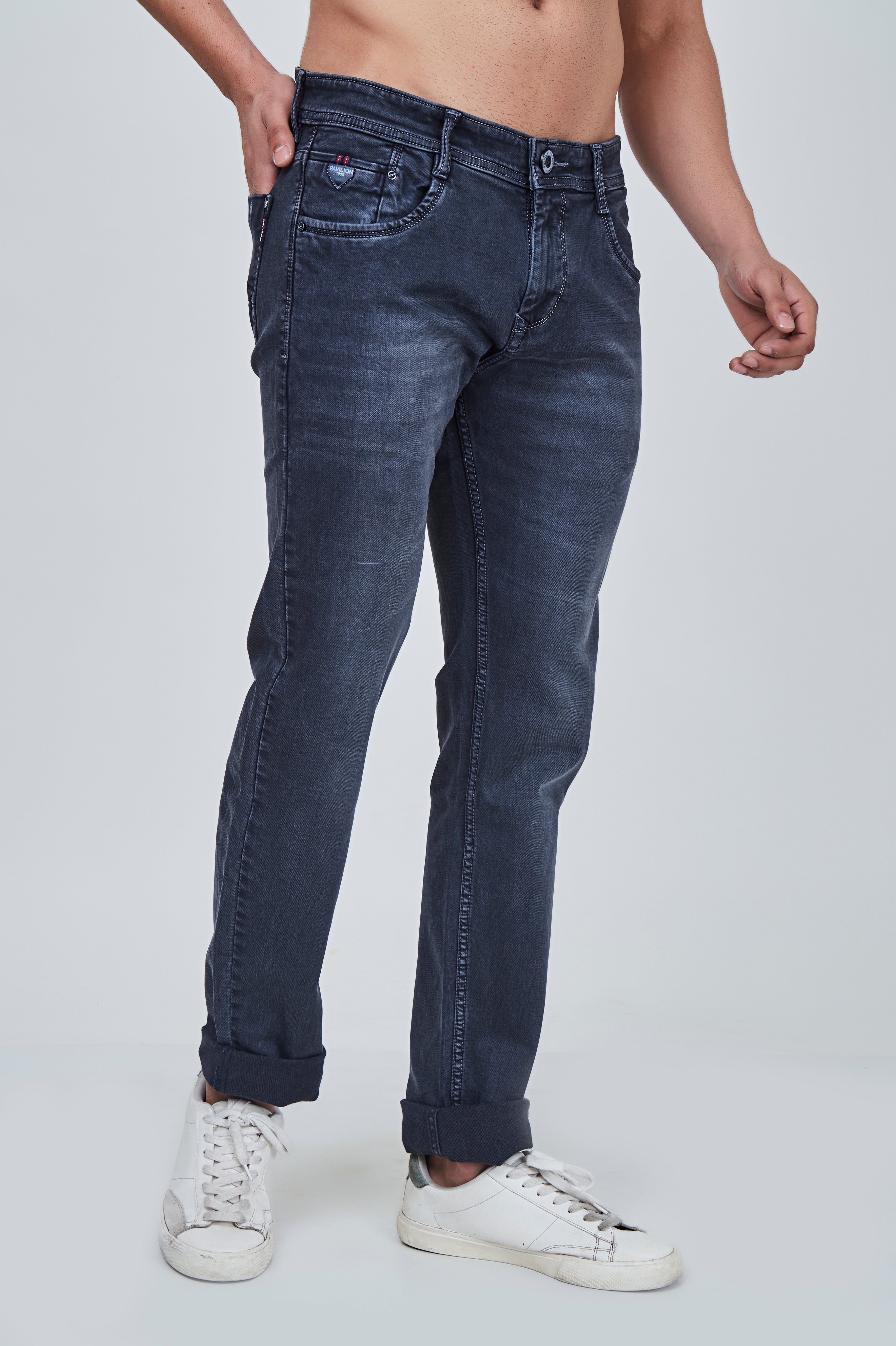 Charcoal Blue Jeans Narrow Fit