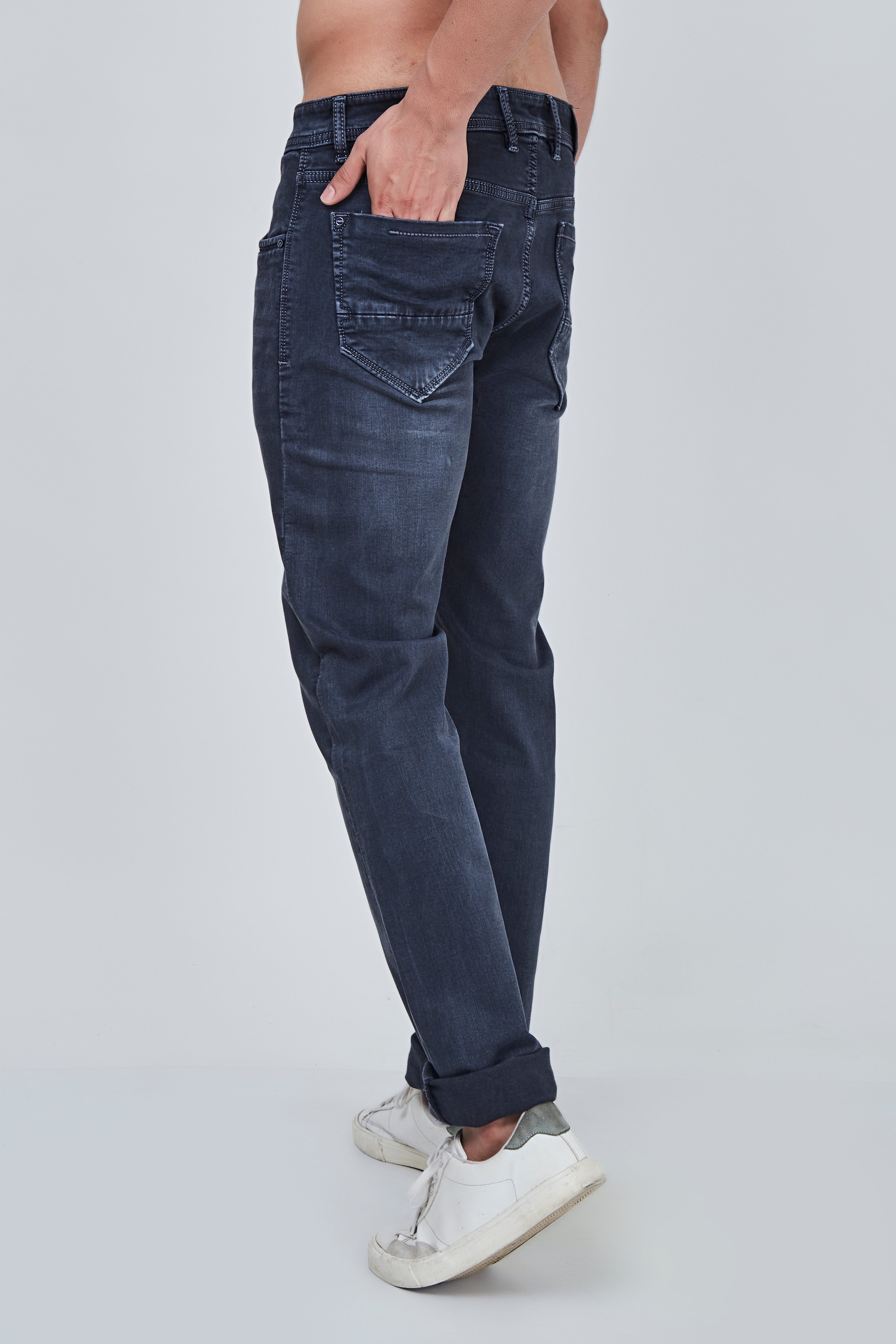 Charcoal Blue Jeans Narrow Fit