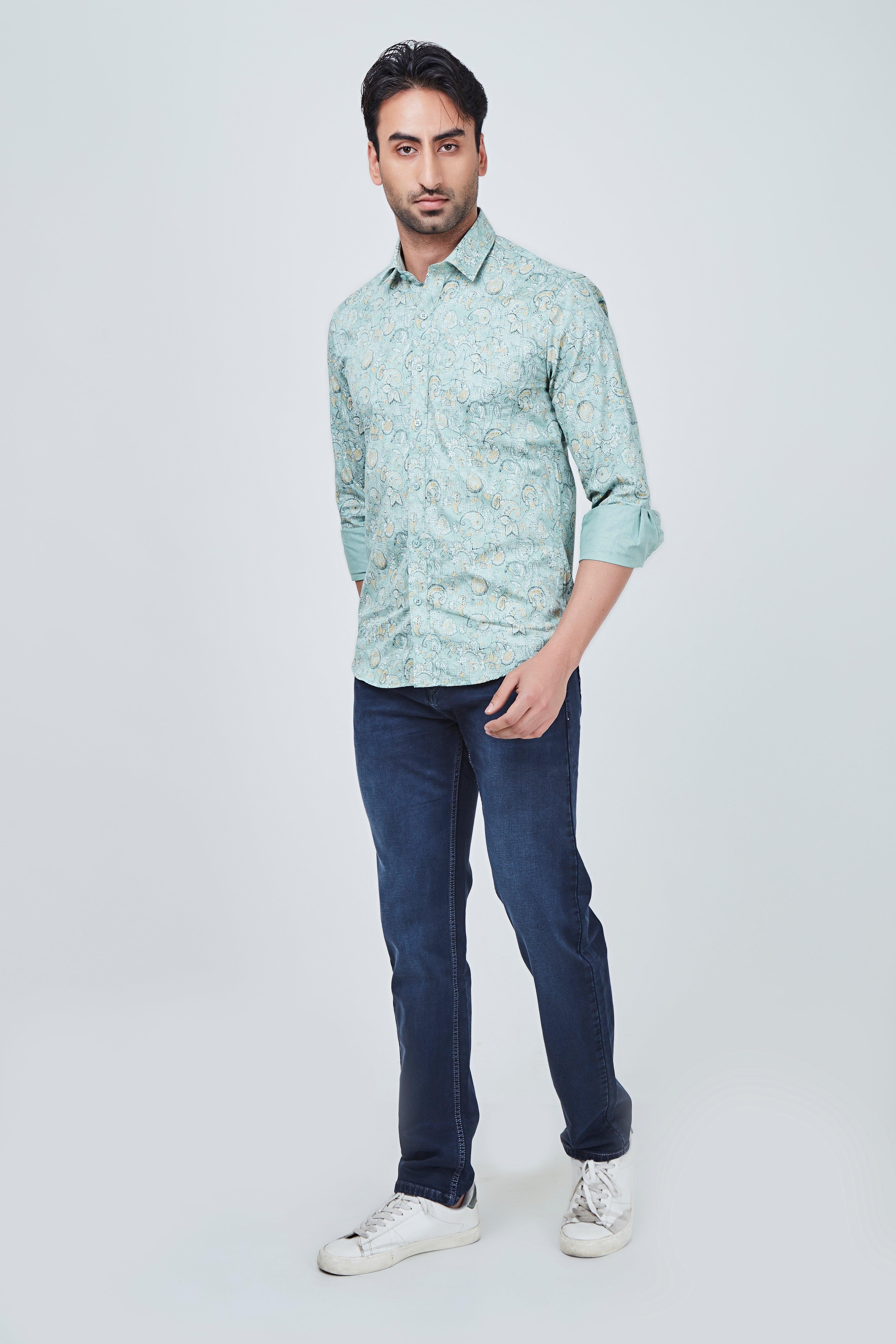 Light Green Shirt with black print