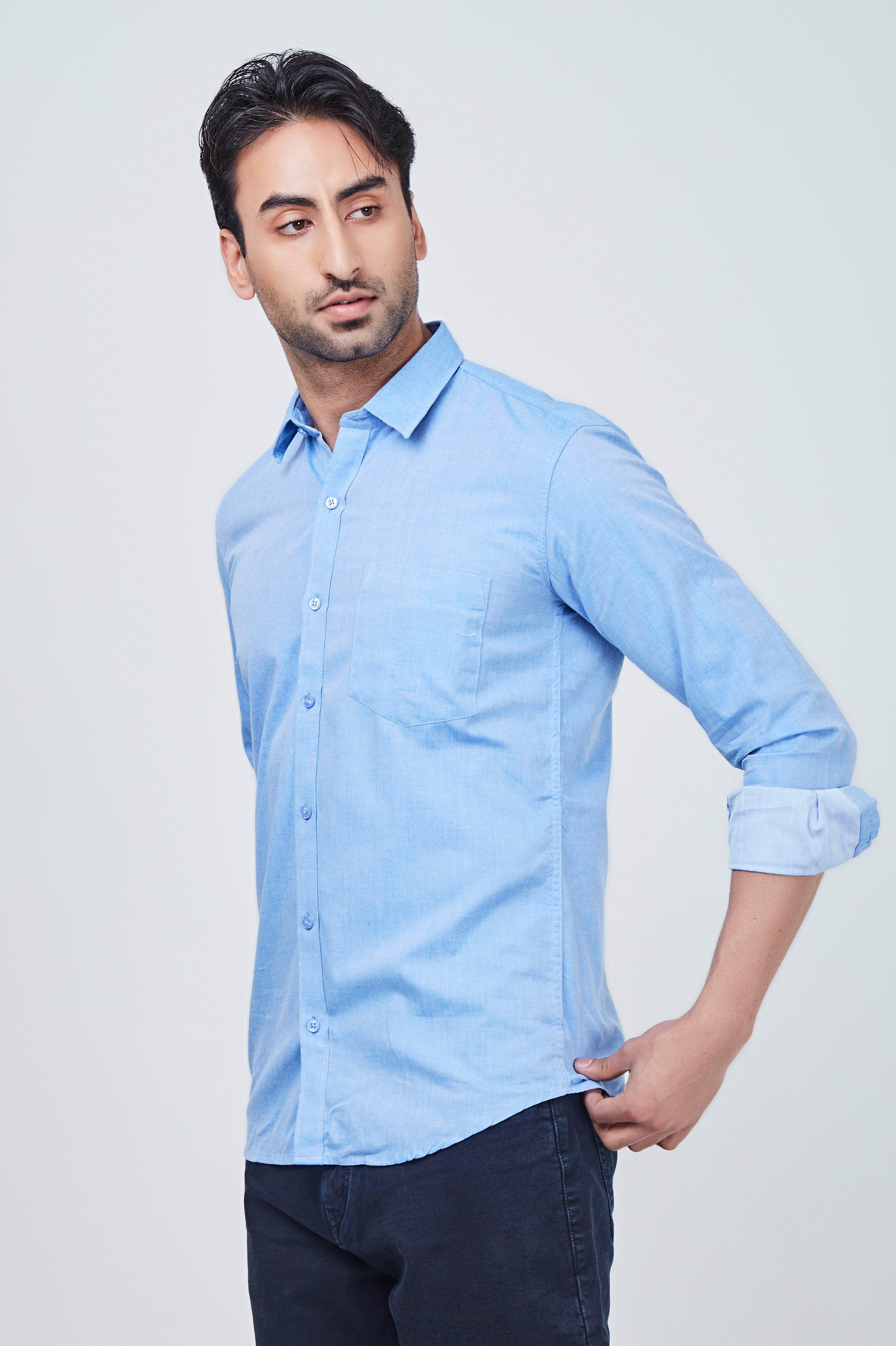Steel Blue Plain Shirt