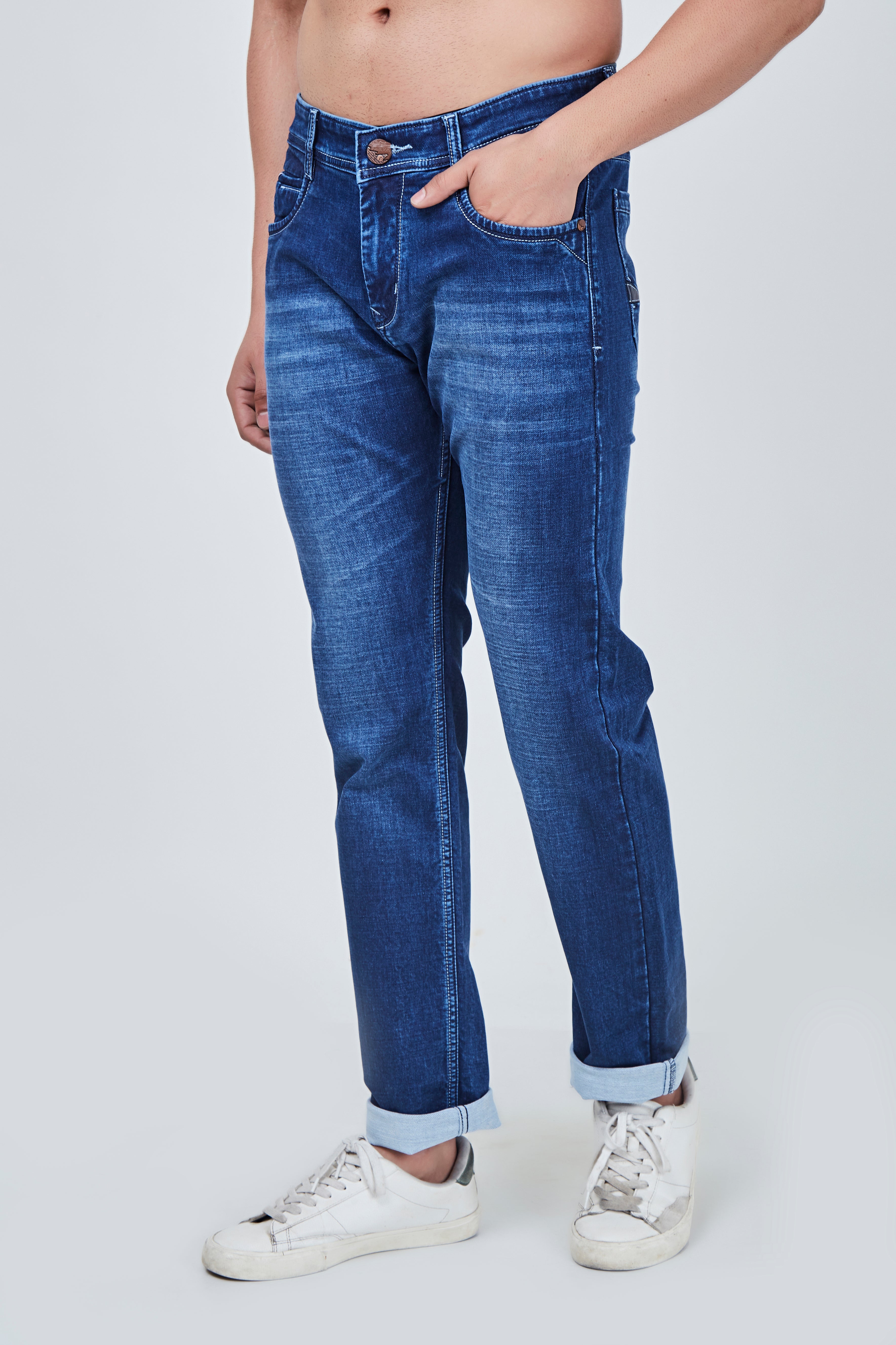 Narrow Fit Denim Blue Jeans
