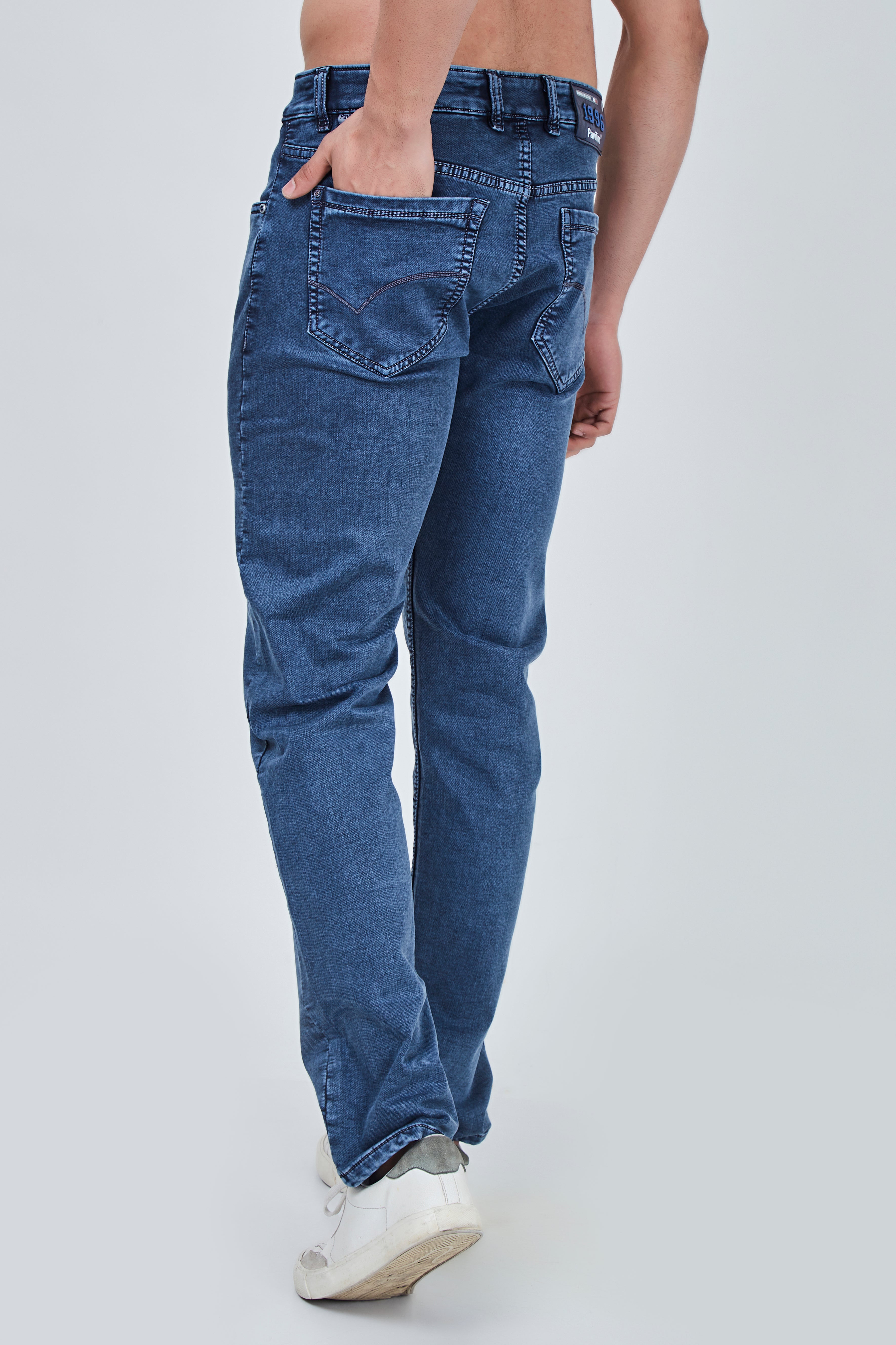 Semi Dark Blue Grey Narrow Fit Jeans
