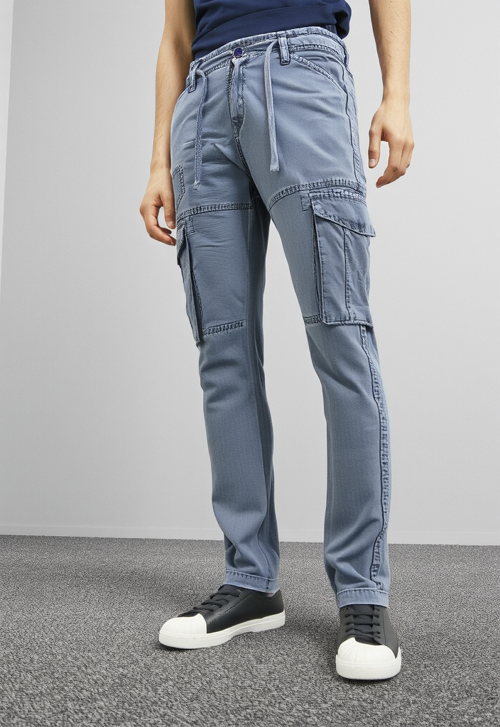 Men's Grey Narrow Fit Cargo Pants