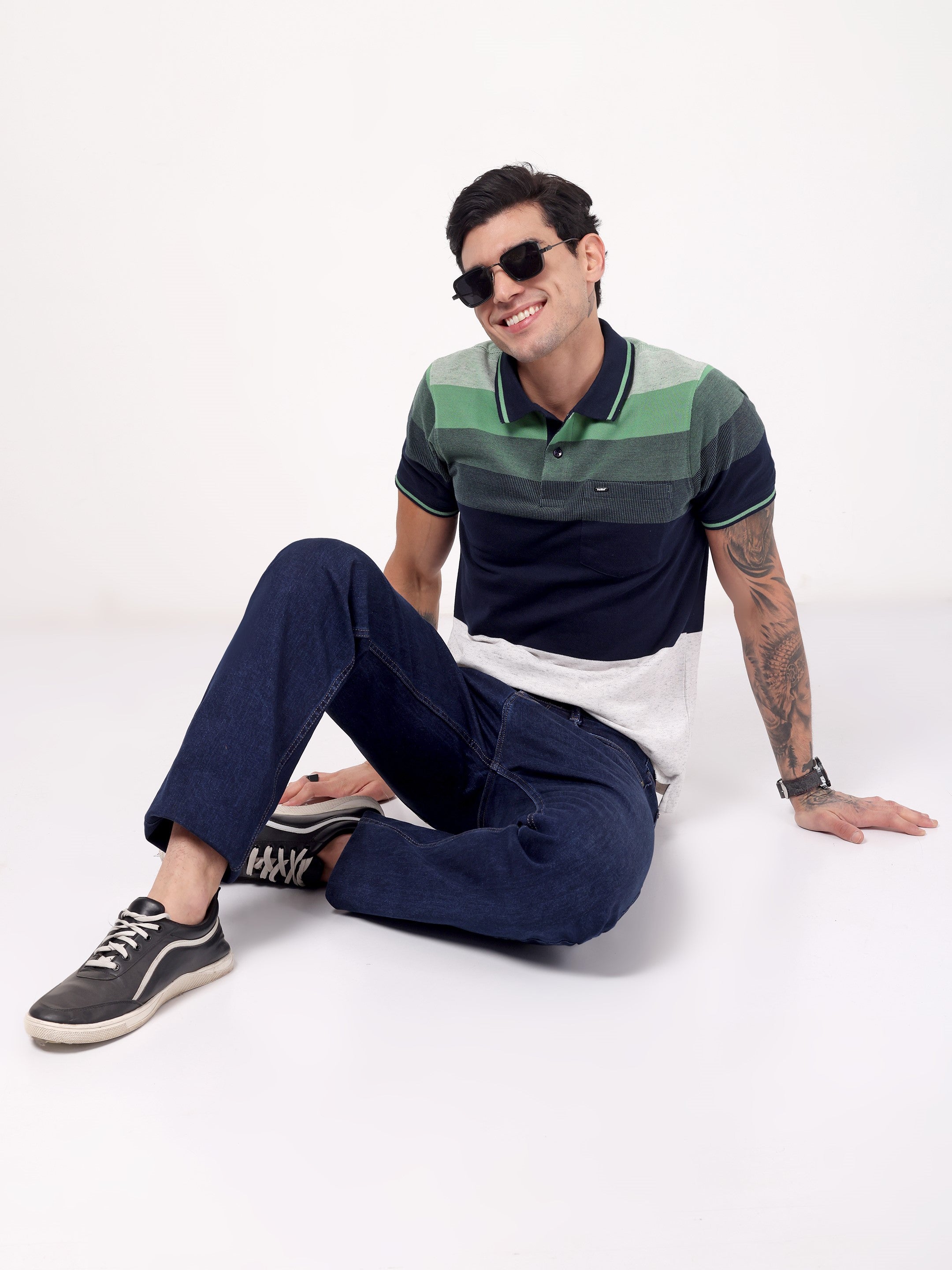 Men's Evergreen Block Stripe Polo