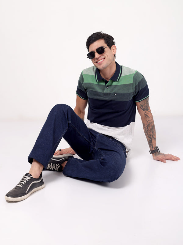 Men's Evergreen Block Stripe Polo