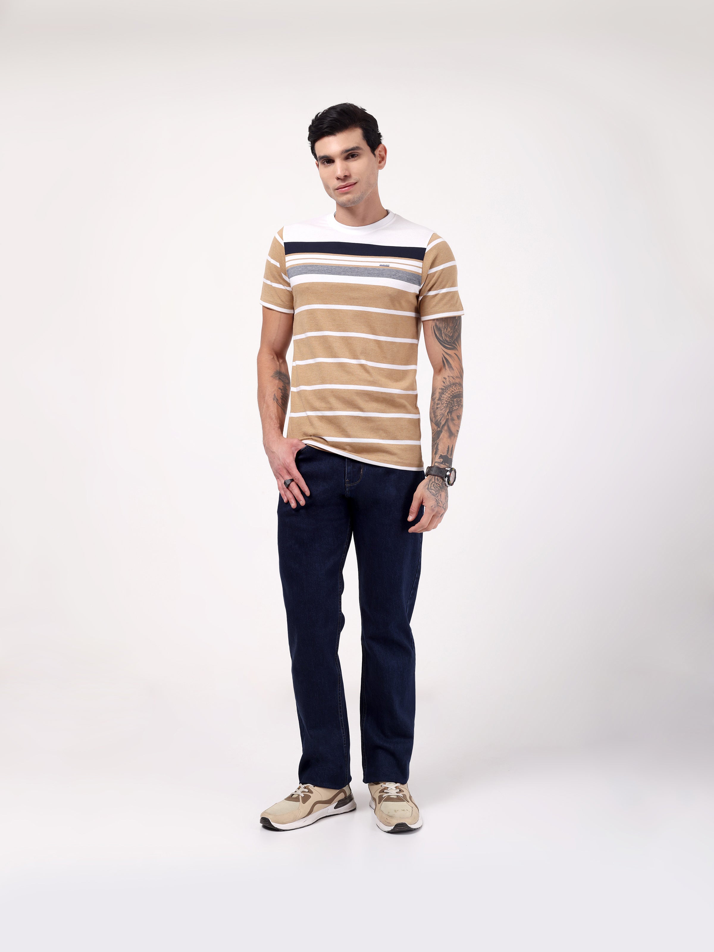Men's Camel Crest Stripe Tee
