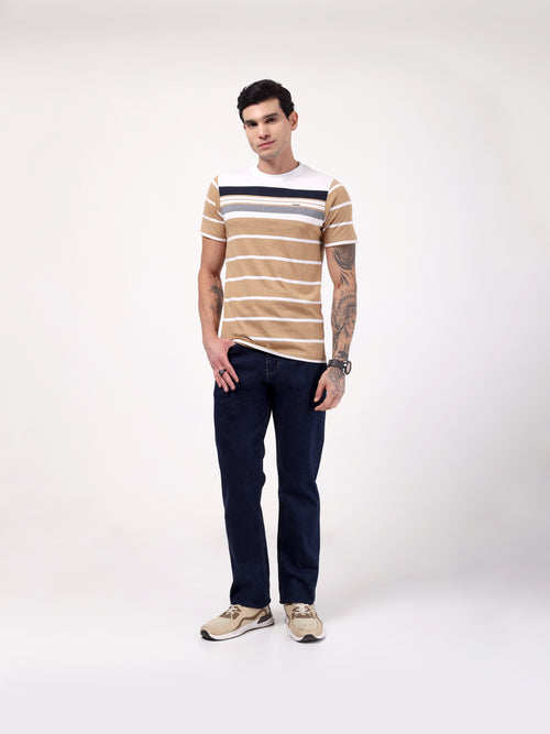 Men's Camel Crest Stripe Tee