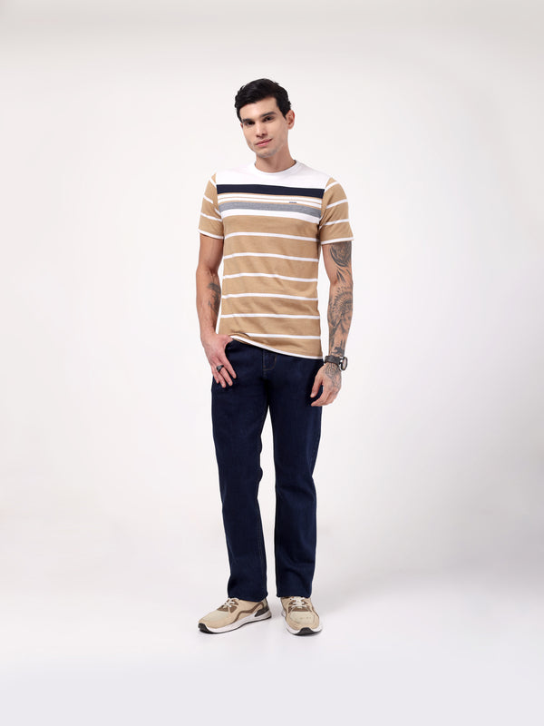 Men's Camel Crest Stripe Tee