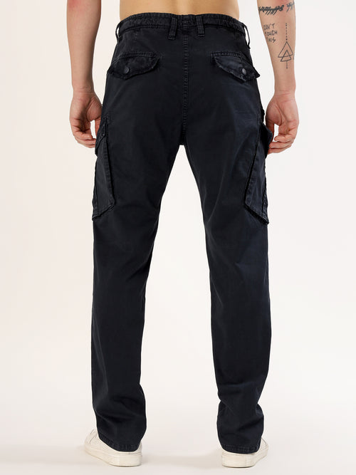 Men's Dark Blue Narrow Fit Cargo Pants