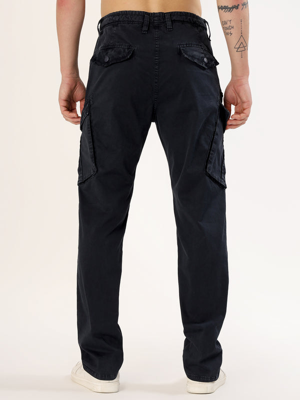Men's Dark Blue Narrow Fit Cargo Pants