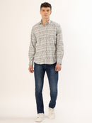 Men's Olive and Black Striped Print Regular Fit Shirt