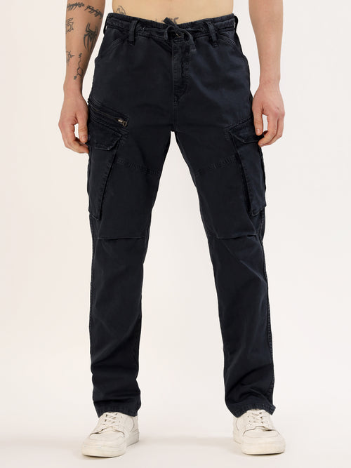 Men's Dark Blue Narrow Fit Cargo Pants