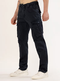 Men's Dark Blue Narrow Fit Cargo Pants