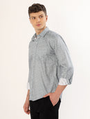 Men's Smoke Green and Black Geometric Print Regular Fit Shirt