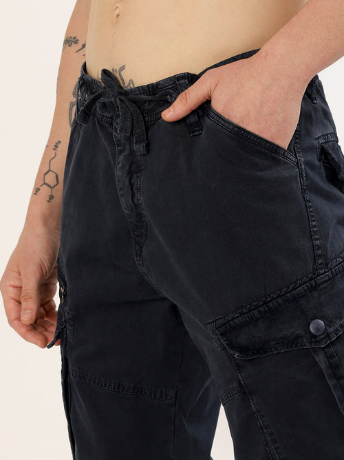 Men's Dark Blue Narrow Fit Cargo Pants