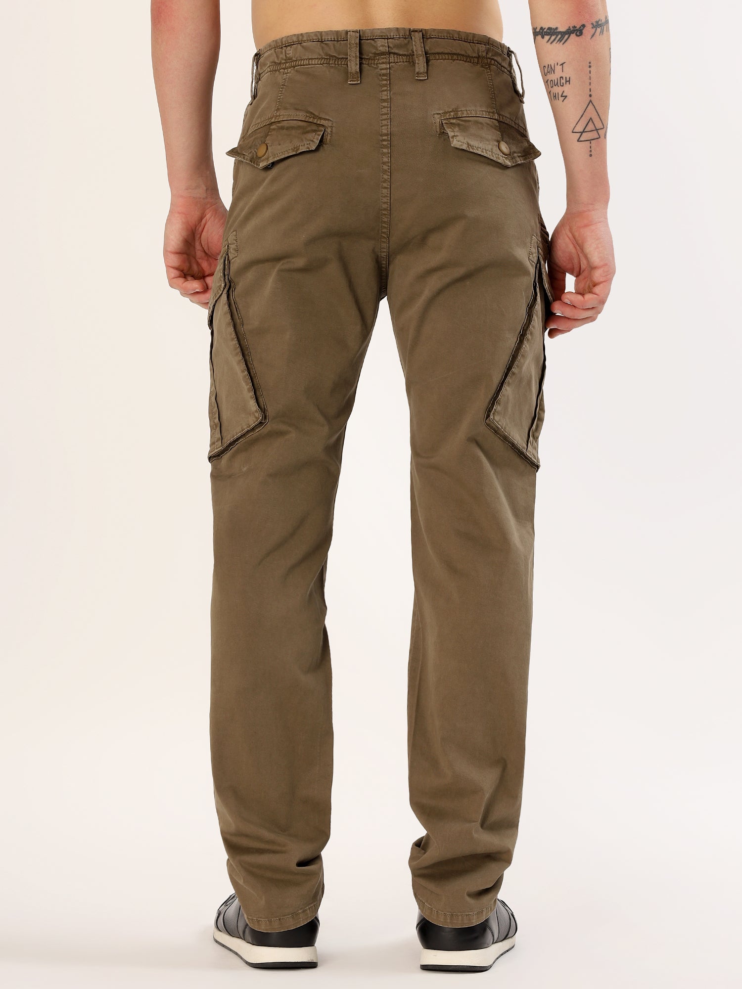 Men's Dark Beige Narrow Fit Cargo Pants