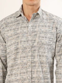 Men's Olive and Black Striped Print Regular Fit Shirt
