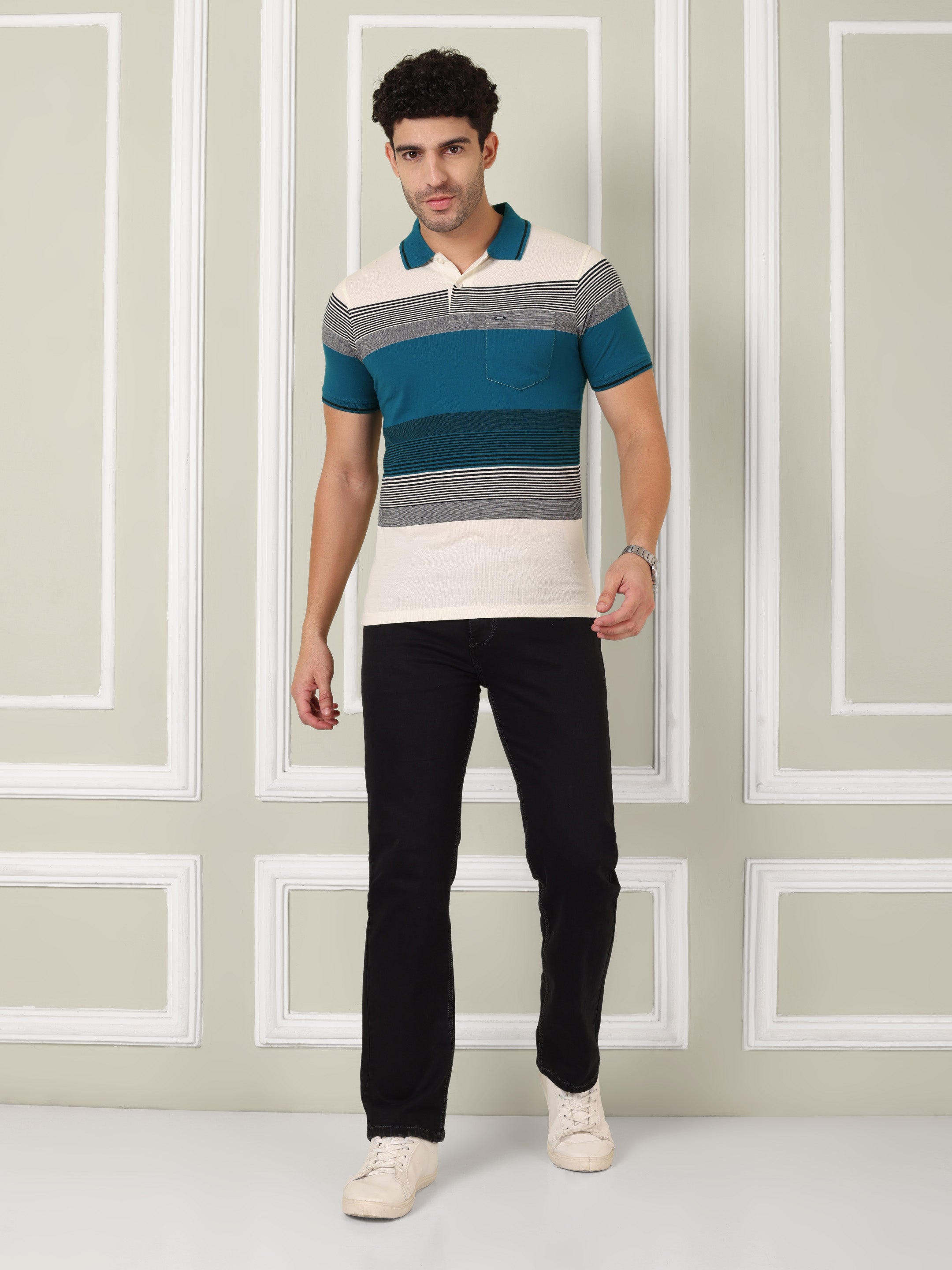 Men's Coastal Blue Stripe Polo