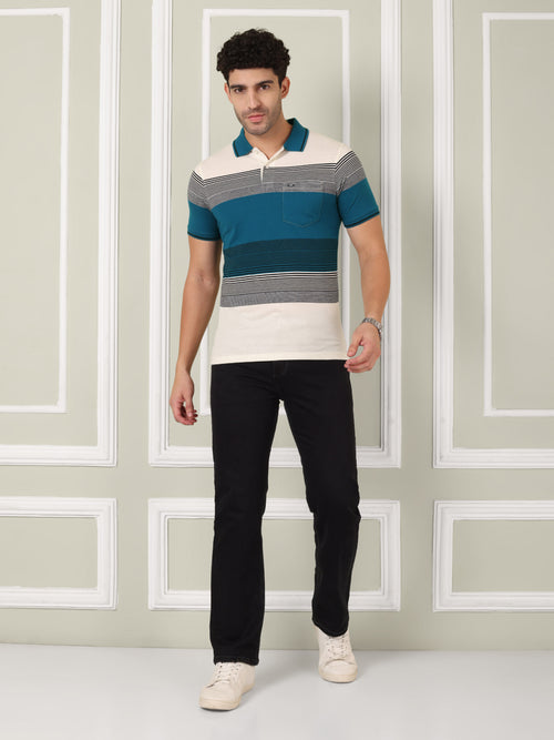 Men's Coastal Blue Stripe Polo