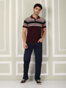 Men's Maroon Horizon Stripe Polo