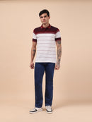 Men's Maroon Stripe Polo