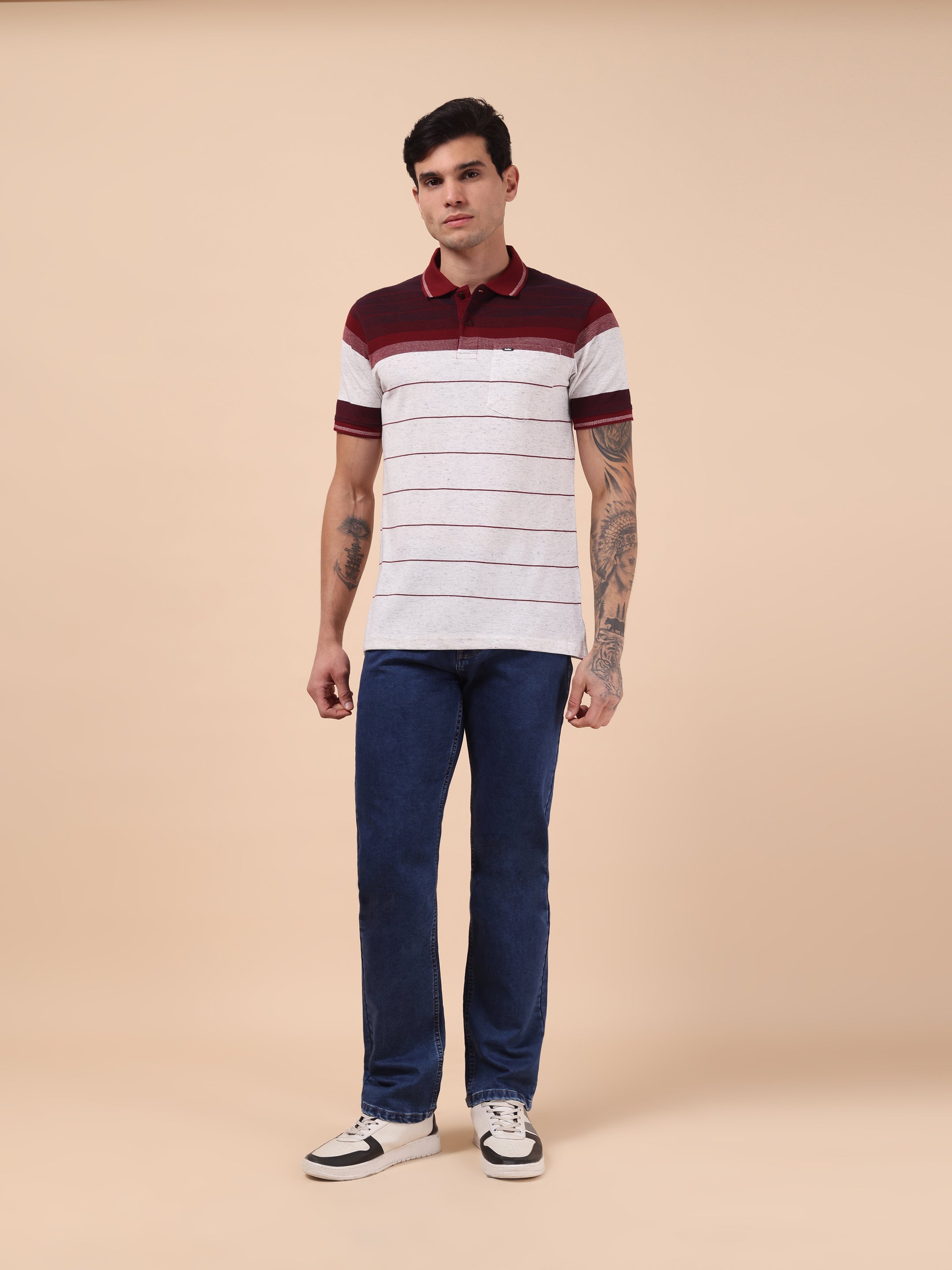 Men's Maroon Stripe Polo