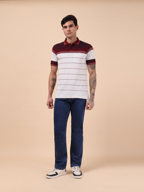 Men's Maroon Stripe Polo
