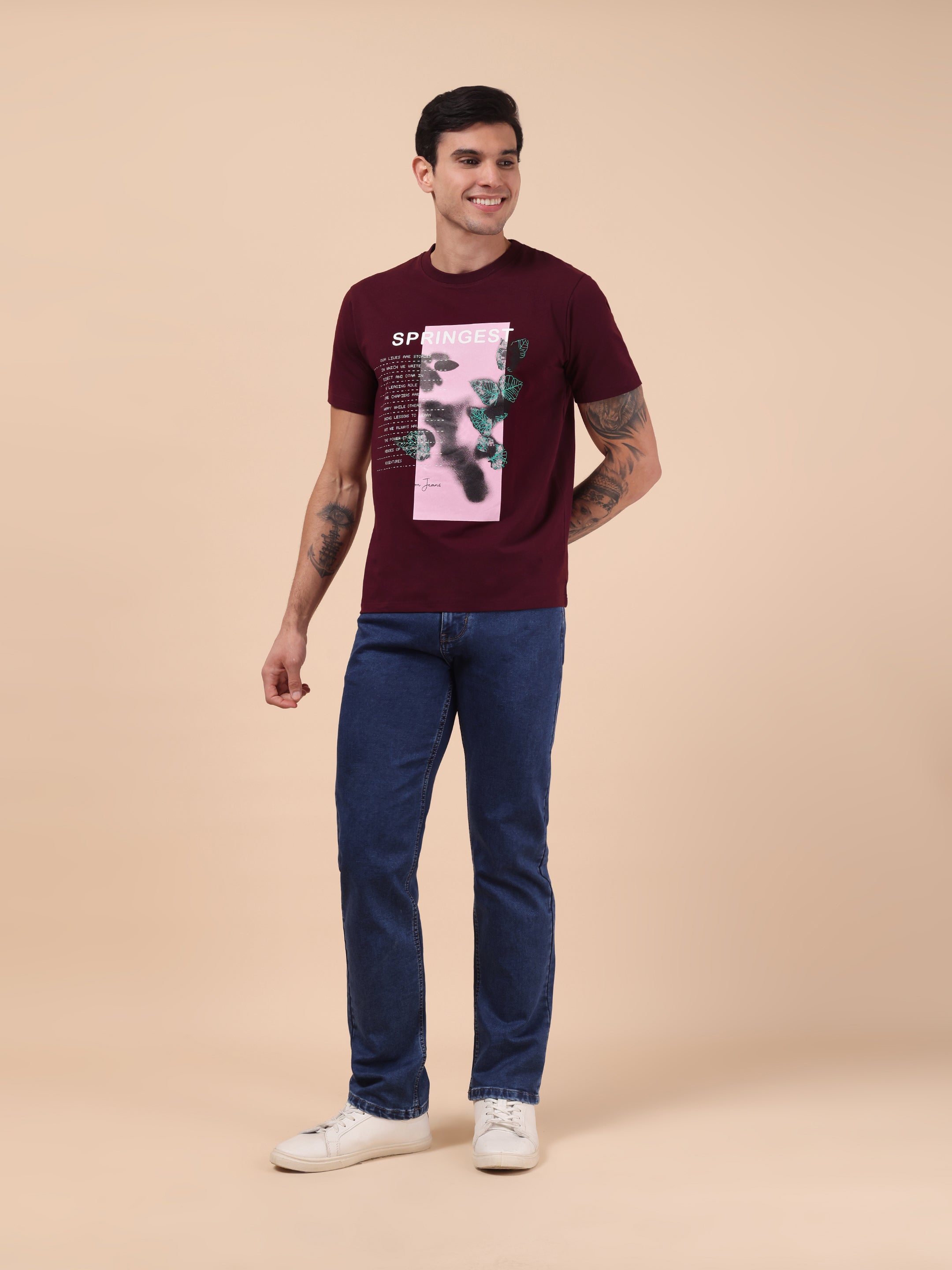 Men's Maroon Bloom Graphic Tee