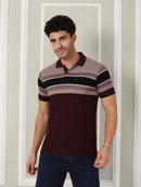Men's Maroon Horizon Stripe Polo