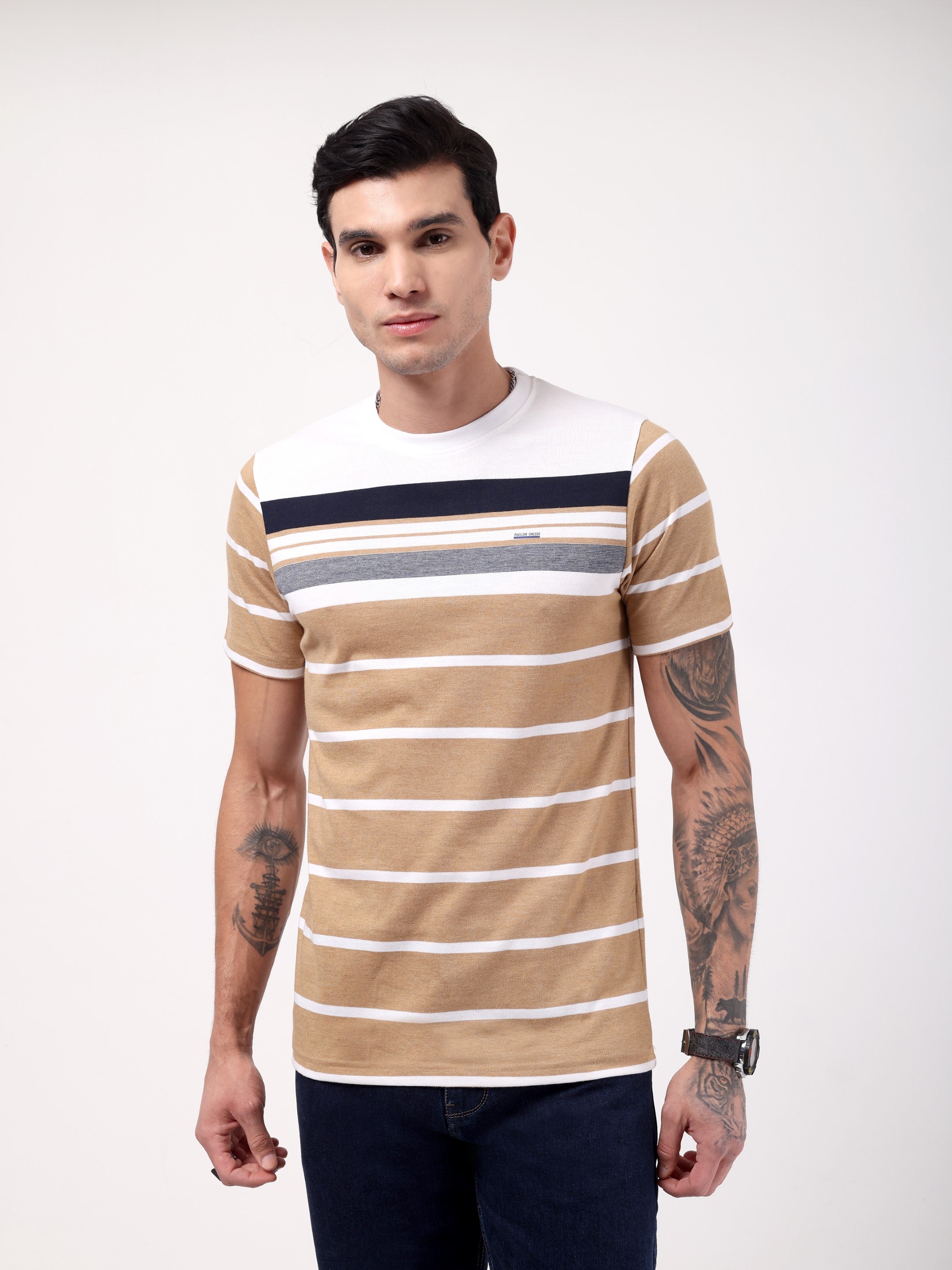Men's Camel Crest Stripe Tee