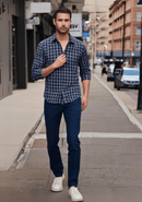 Blue Squared Checked Shirt with Yellowish Border