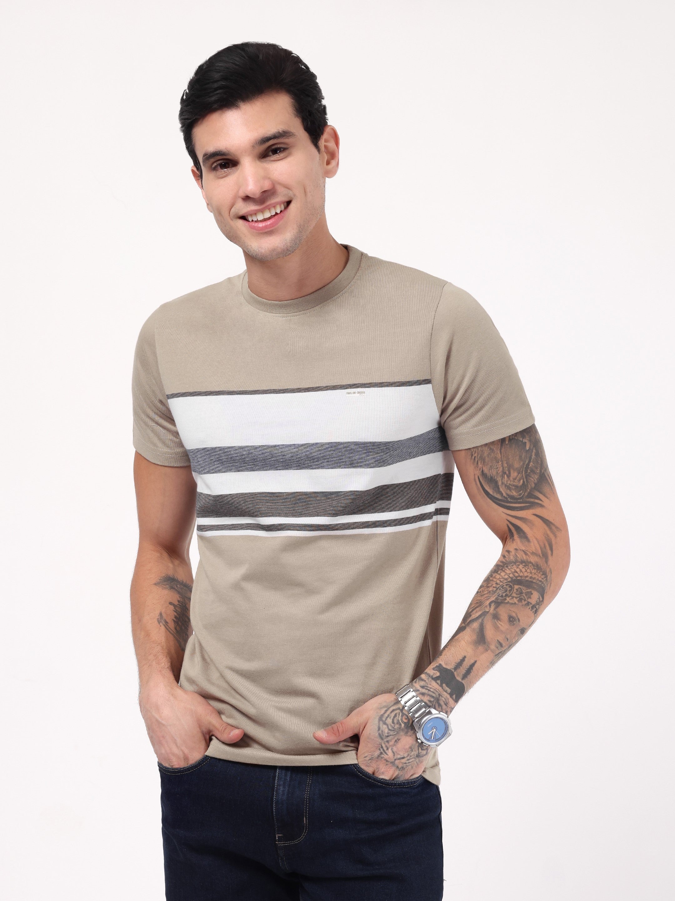 Men's Camel Ridge Stripe Tee