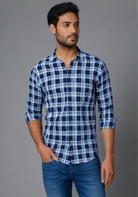 Blue Checked Shirt with light blue border