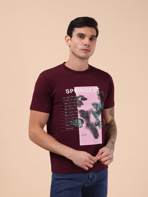 Men's Maroon Bloom Graphic Tee