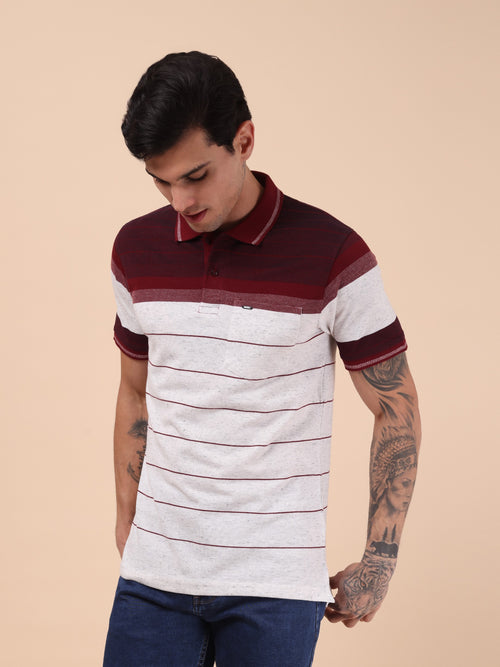 Men's Maroon Stripe Polo