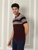 Men's Maroon Horizon Stripe Polo