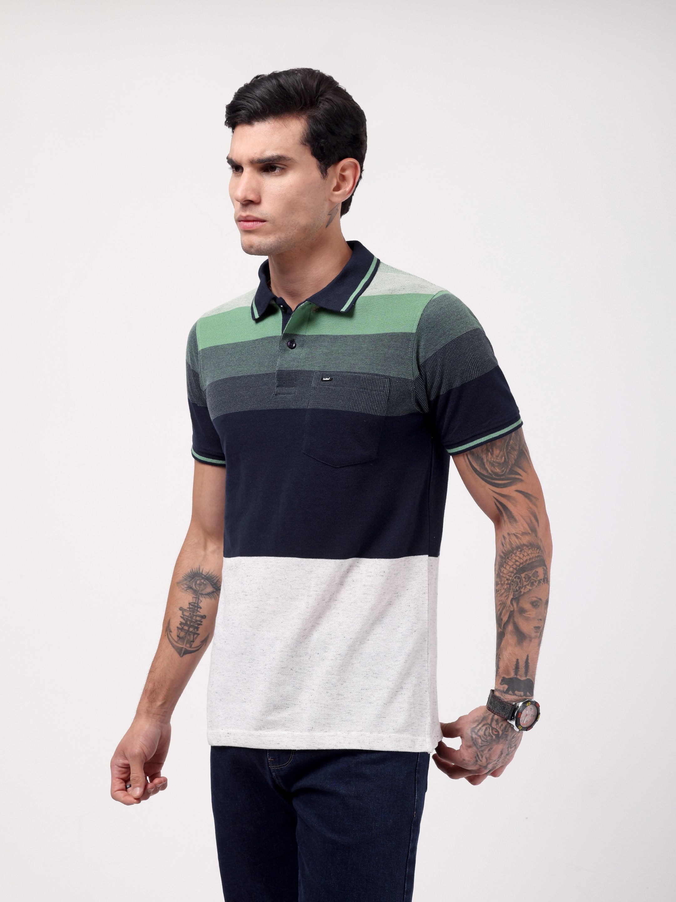Men's Evergreen Block Stripe Polo