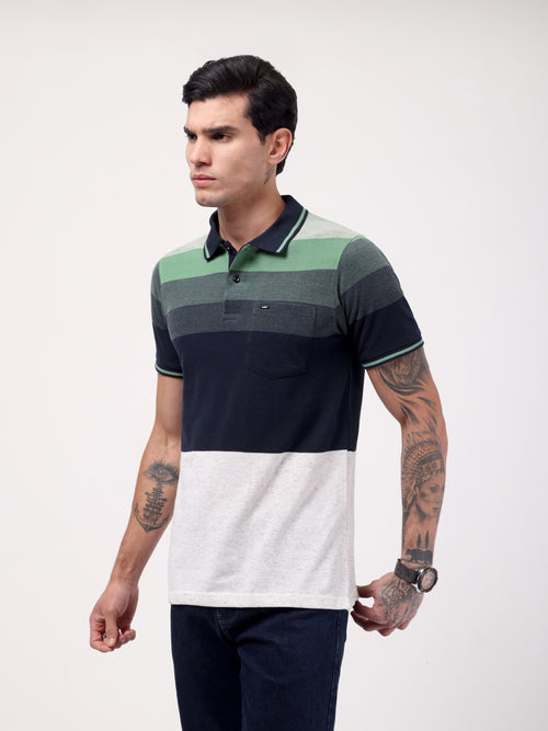 Men's Evergreen Block Stripe Polo