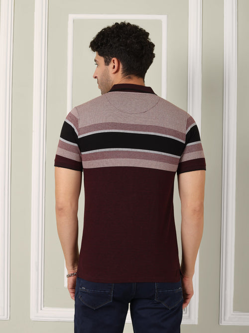 Men's Maroon Horizon Stripe Polo
