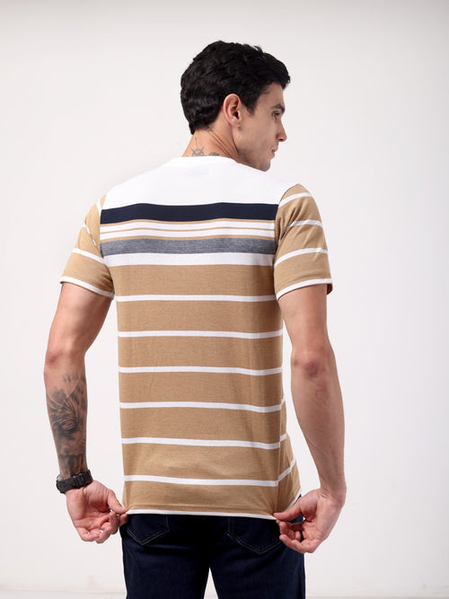 Men's Camel Crest Stripe Tee