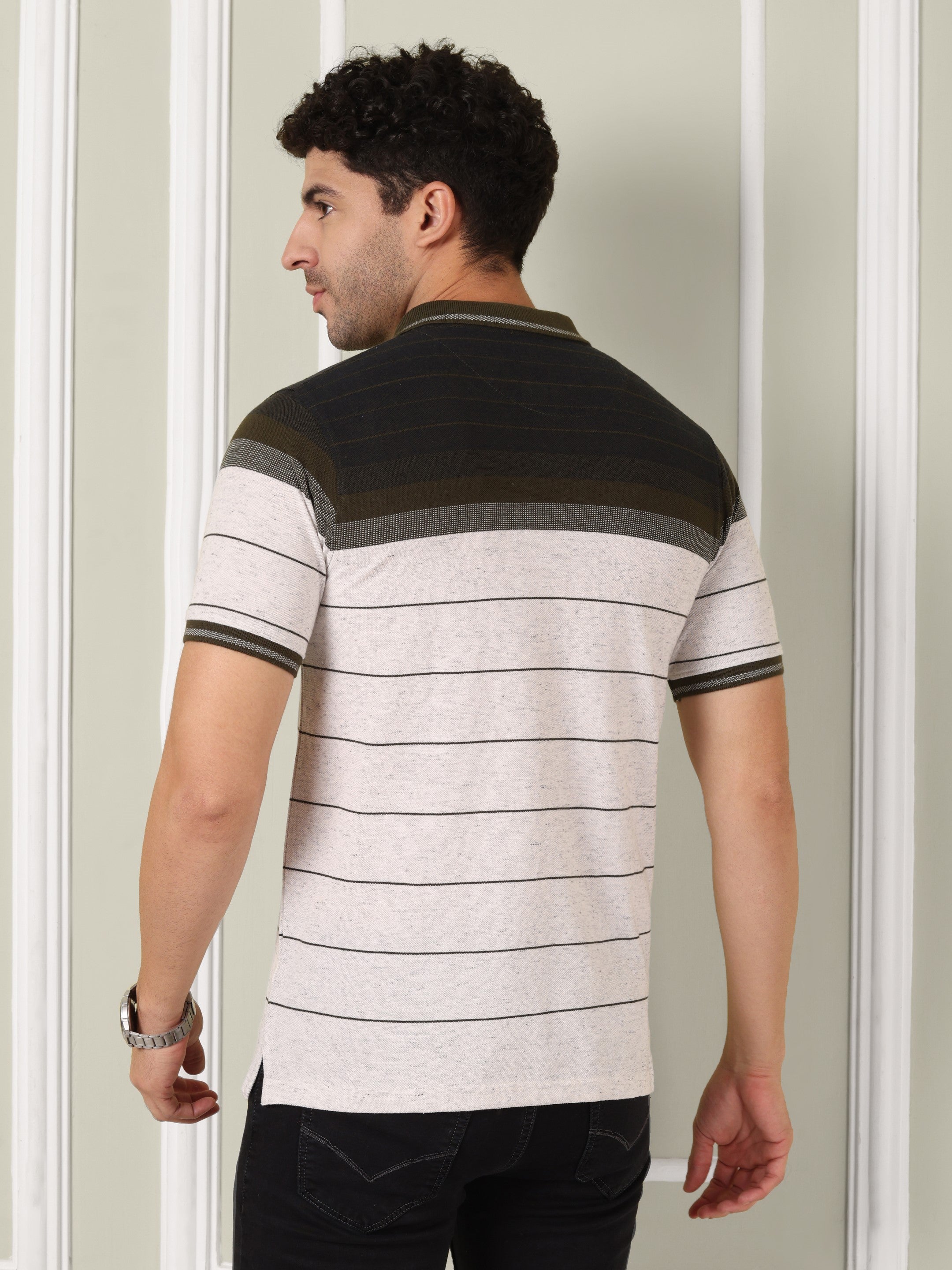 Men's Olive Stripe Polo