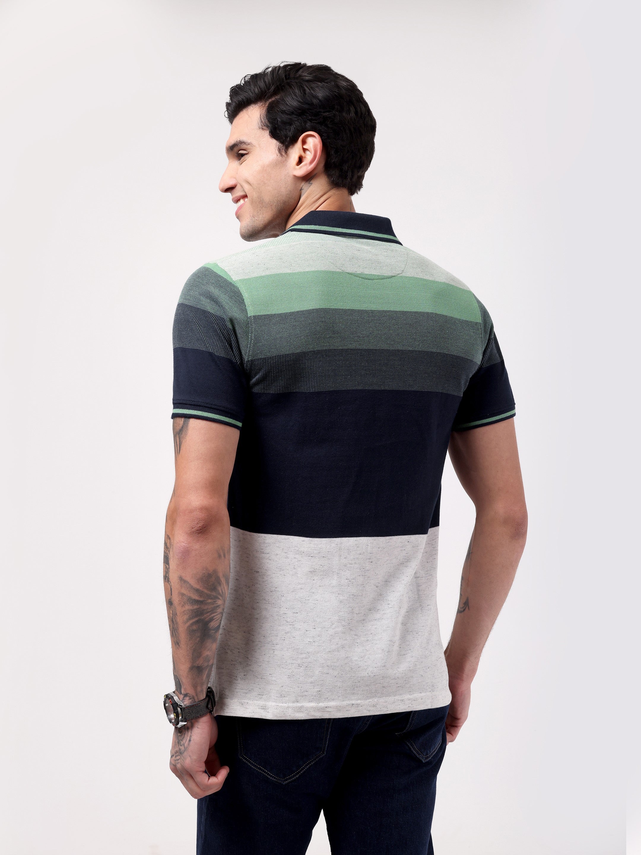 Men's Evergreen Block Stripe Polo